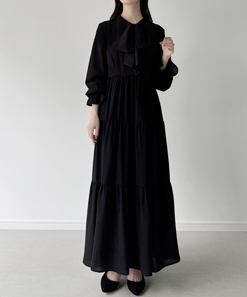 「mipiarl」 長袖ワンピース LARGE チャコール レディース_画像4