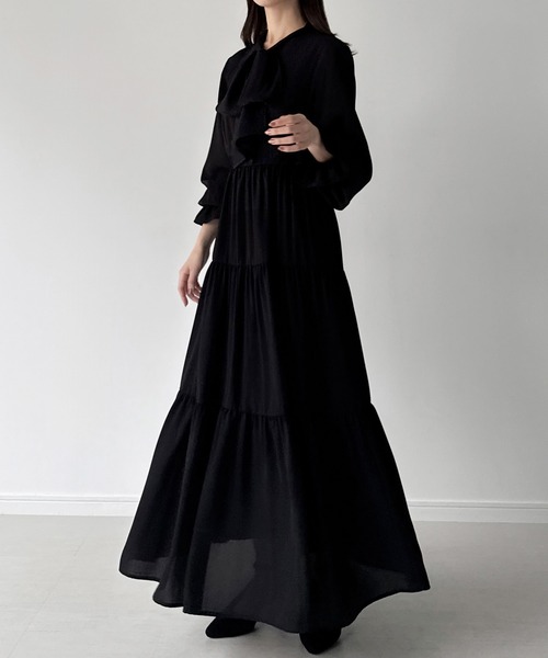 「mipiarl」 長袖ワンピース LARGE チャコール レディース_画像5