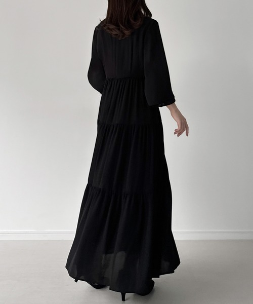 「mipiarl」 長袖ワンピース LARGE チャコール レディース_画像6