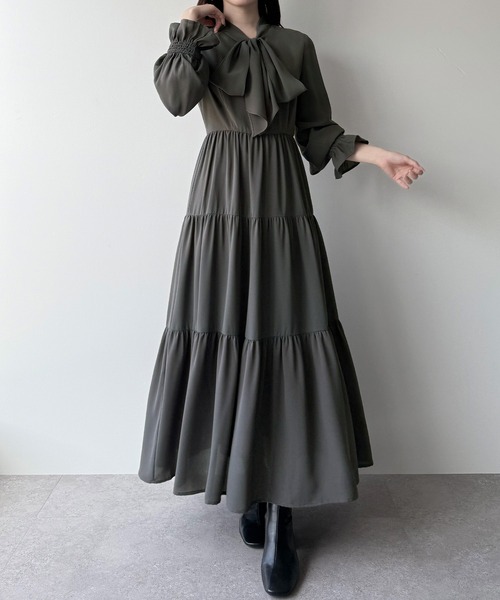 「mipiarl」 長袖ワンピース LARGE チャコール レディース_画像9