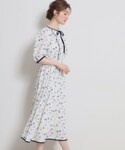 ワンピース 「着映え」水彩フラワーワンピースの詳細画像5