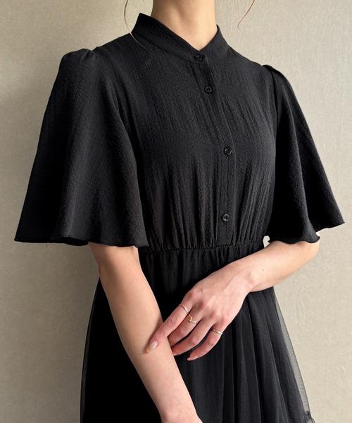 JUNOAH（ジュノア） 半袖ワンピース MEDIUM ブラック レディース