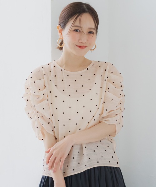 coca（コカ） tシャツ 「田中里奈様着用」シアードット袖シャーリング