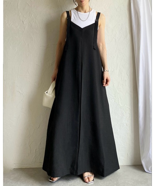 She's Closet ジャンパースカート リネンライク配色バイカラーAライン