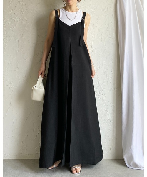 She's Closet ジャンパースカート リネンライク配色バイカラーAライン