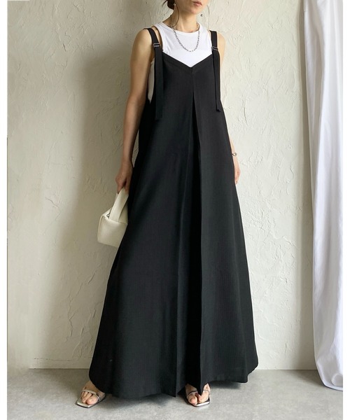 She's Closet ジャンパースカート リネンライク配色バイカラーAライン