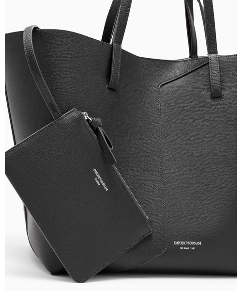 EMPORIO ARMANI トートバッグ　ブラック　黒　A4 大容量　シボ革 EMPORIO ARMANI トートバッグ 「エンポリオ アルマーニ」Emporio