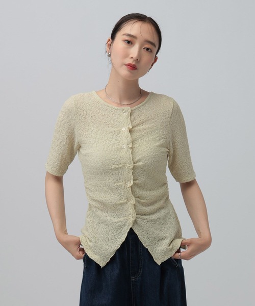 LEPSIM（レプシィム） tシャツ 半袖 タックフリルカーデプルオーバー