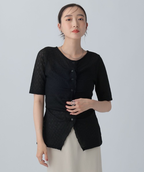 LEPSIM（レプシィム） tシャツ 半袖 タックフリルカーデプルオーバー