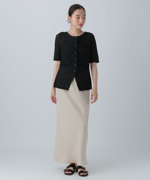 LEPSIM（レプシィム） tシャツ 半袖 タックフリルカーデプルオーバー