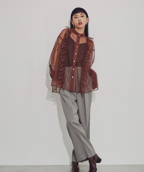 「CREOLME」 長袖ブラウス ONE SIZE ブラウン レディース_画像7