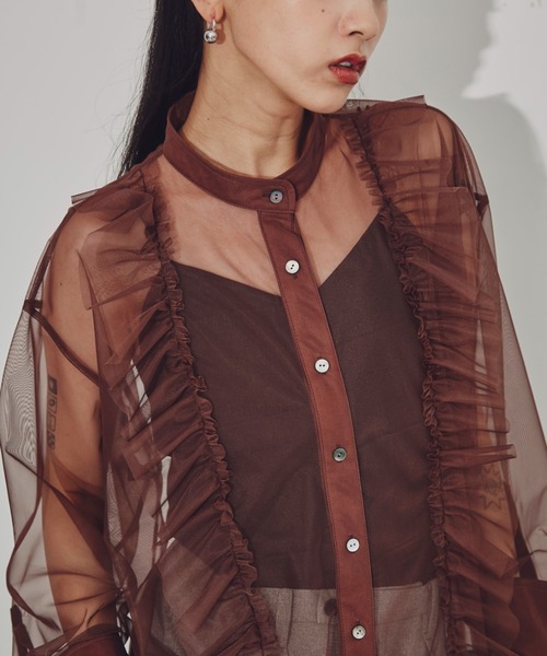 「CREOLME」 長袖ブラウス ONE SIZE ブラウン レディース_画像9