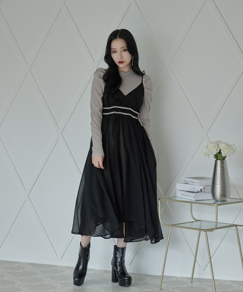 けたサイズ ワンピース シフォンキャミワンピセット ZOZOTOWN PayPayモール店 - 通販 - PayPayモール リブワンピ