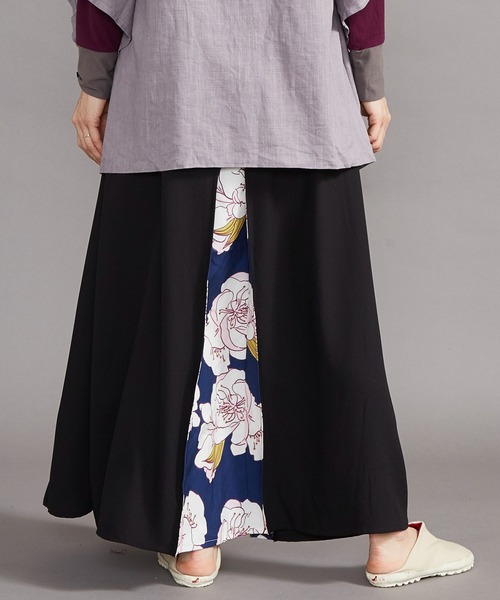新品 現行品 カヤ SHIKI 四季 春風八掛スカート　ロングスカート ネイビー カヤ ロング スカート 「倭物やカヤ」-SHIKI-四季 春風八掛スカート