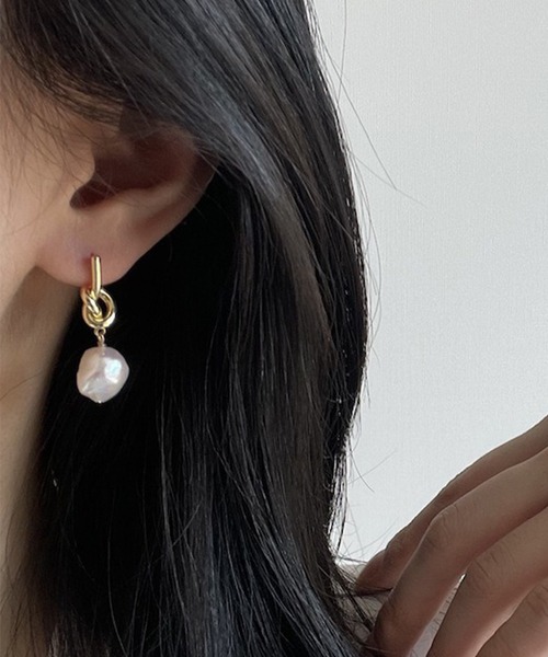 K18YG クラフト パール ピアス（ピアス（両耳用））｜ete bijoux