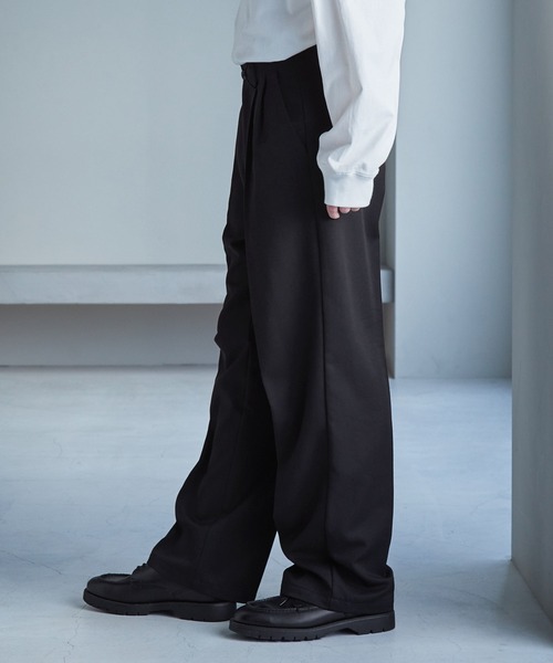 パンツ dark gray wide straight slacks SERACE スラックス 「SERACE」Wide silhouette straight slacks