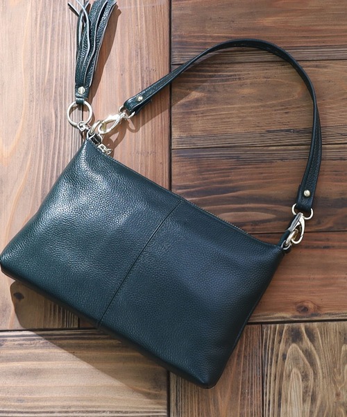 ❤新品❤【COOCO】シュリンクレザー ショルダーバッグ 牛革 レザー 斜めがけ COOCO】シュリンクレザー横長ミニバッグ ショルダー ポシェット 革