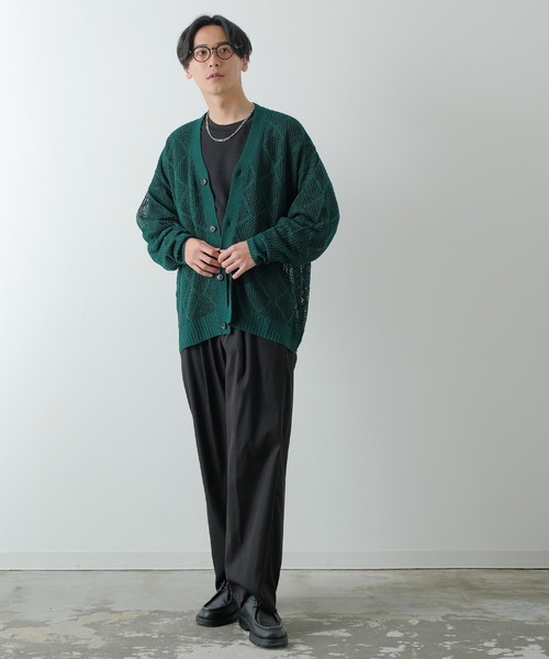 NULL カーディガン 「NULL」レース編み カーディガン メンズ