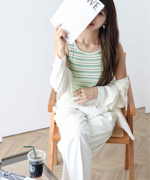 タンクトップ ノースリーブ ROSIEE 2WAYリブタンク レディース タンクトップ ノースリーブ 2wayリブタンクトップス レディース