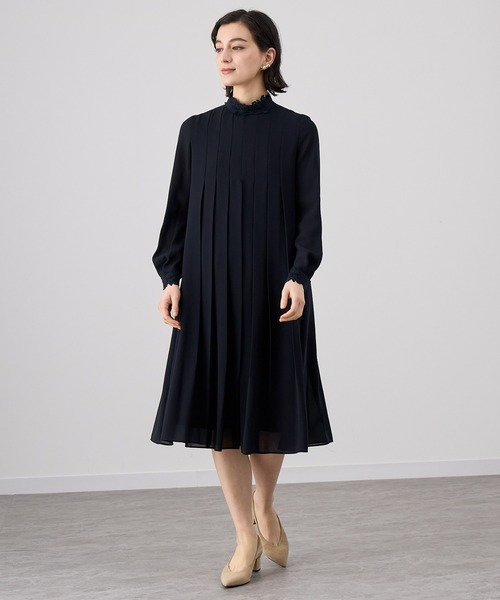 現行✨美品 ANAYI レース プリーツ ワンピース 22SS 黒 ANAYI ワンピース シアードビーレースプリーツワンピース