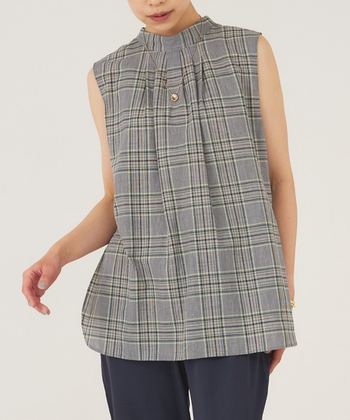 qualite（カリテ） タンクトップ ノースリーブ スタンド2wayチュニック