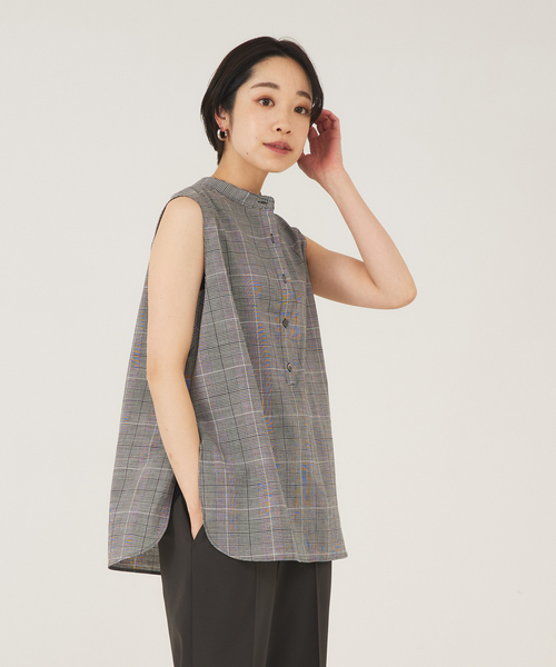 カリテ（qualite）/スタンド2wayチュニックブラウス qualite（カリテ） タンクトップ ノースリーブ スタンド2wayチュニック