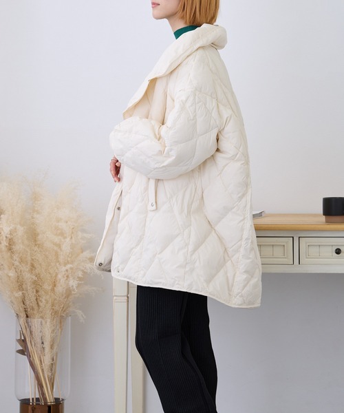 コート アウター 中綿キルティングスタンドカラーコート レディース