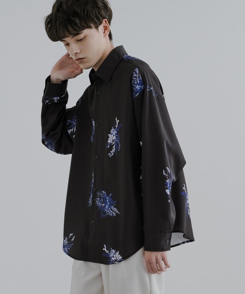 Rocky Monroe シャツ オーバーサイズ総柄長袖シャツ メンズ レディース 