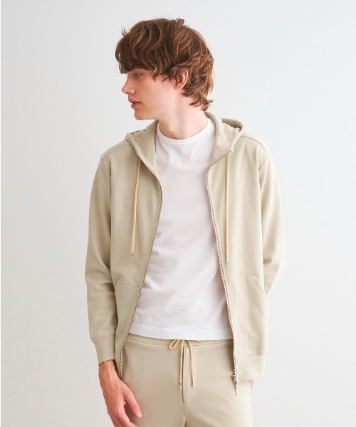 three dots（スリー ドッツ） パーカー ストレッチポンチ ジップ