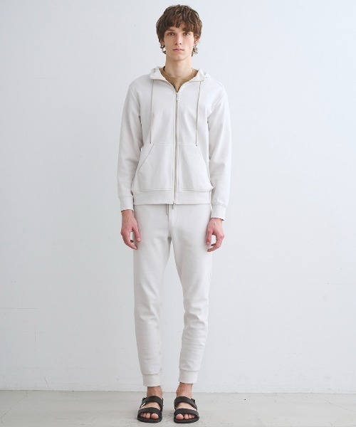 three dots シャイニーシャツジップアップフーディ ベージュ S three dots(スリードッツ)｜シャイニーシャツ ジップアップフーディ