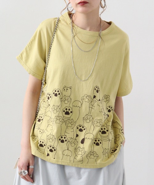 tシャツ EMAGO まねきねこ刺繍ドルマンTシャツ レディース