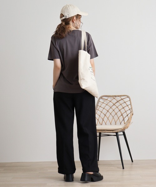 tシャツ Eglantine ローズペトール加工　パイルロゴTシャツ レディース EGLANTINE tシャツ Eglantine ローズペトール加工 パイルロゴT