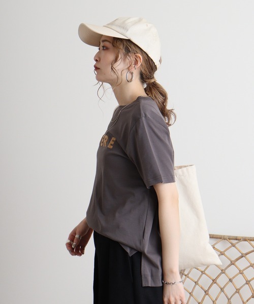 tシャツ Eglantine ローズペトール加工　パイルロゴTシャツ レディース EGLANTINE tシャツ Eglantine ローズペトール加工 パイルロゴT