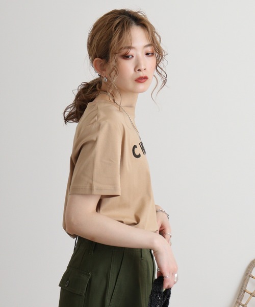 tシャツ Eglantine ローズペトール加工　パイルロゴTシャツ レディース EGLANTINE tシャツ Eglantine ローズペトール加工 パイルロゴT