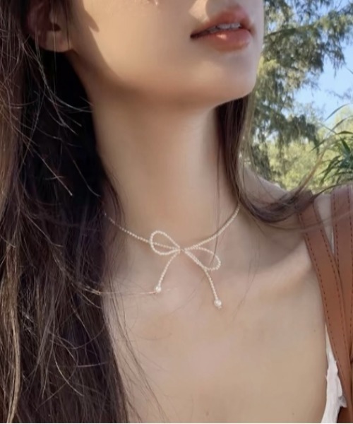 ネックレス pearl ribbon choker レディース : ZOZOTOWN Yahoo!店