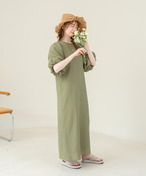 美品！hinari ワンピース　グリーン hinari 「hinari」 半袖ワンピース FREE グリーン レディース