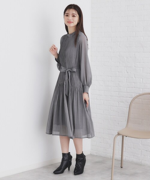 index ワンピース 2WAYリボン プリーツワンピース「洗濯機洗い可