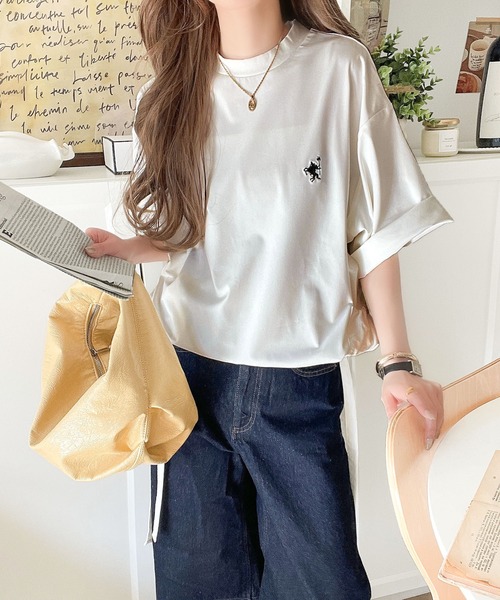 ELF SACK 人気◆キュート カジュアル プリント 半袖Tシャツ ELFSACK プリント 半袖Tシャツ 半袖 トップス デザイン