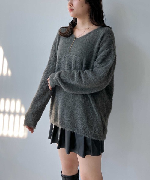 AS KNOW AS（アズノゥアズ） ニット セーター フェザーVネックニット