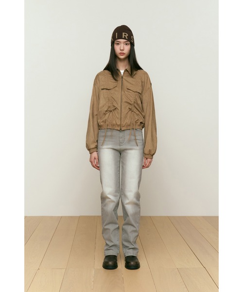 ブルゾン アウター KIRSH COLLECTION SUEDE SHIRRING JACKET