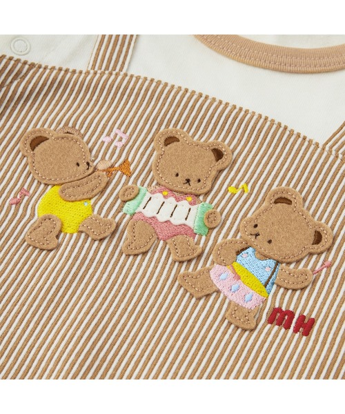 ベビー服 ロンパース ミキハウスベア7分丈カバーオール_5