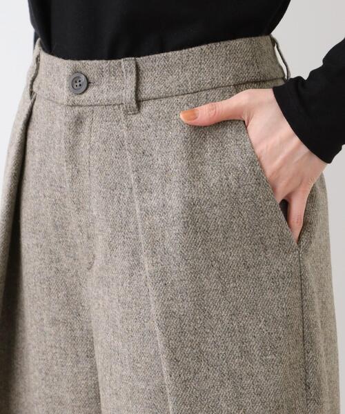 INDIVI パンツ 「日本製」ツイードワイドタックパンツ