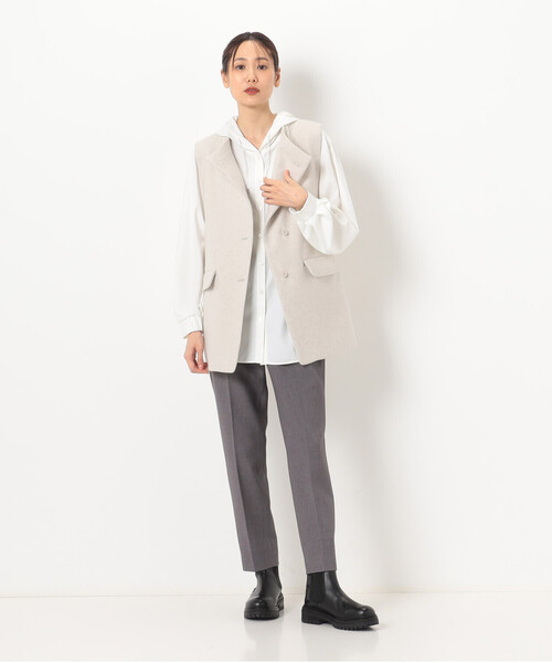 ベスト ジレ やわらかメルトン スタンドカラージレ レディース Gabardine K.T ベスト ジレ やわらかメルトン スタンドカラー