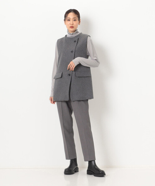 ベスト ジレ やわらかメルトン スタンドカラージレ レディース Gabardine K.T ベスト ジレ やわらかメルトン スタンドカラー