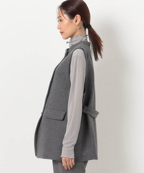 ベスト ジレ やわらかメルトン スタンドカラージレ レディース Gabardine K.T ベスト ジレ やわらかメルトン スタンドカラー