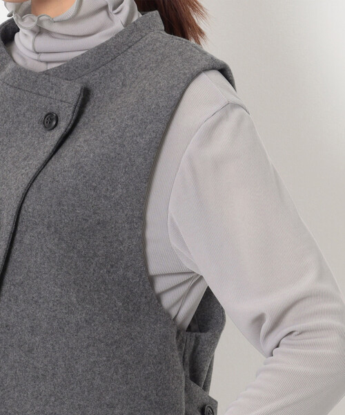 ベスト ジレ やわらかメルトン スタンドカラージレ レディース Gabardine K.T ベスト ジレ やわらかメルトン スタンドカラー