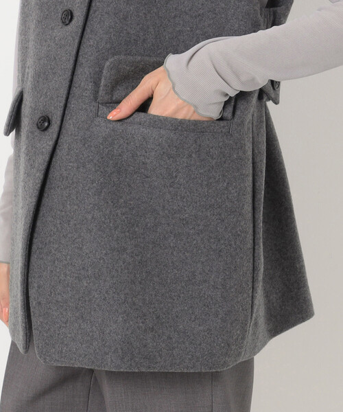 Gabardine K.T ベスト ジレ やわらかメルトン スタンドカラー