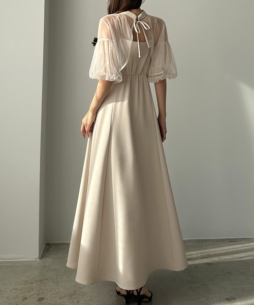 Louere ワンピース 2WAY半袖シアーボレロ＋フレアキャミ