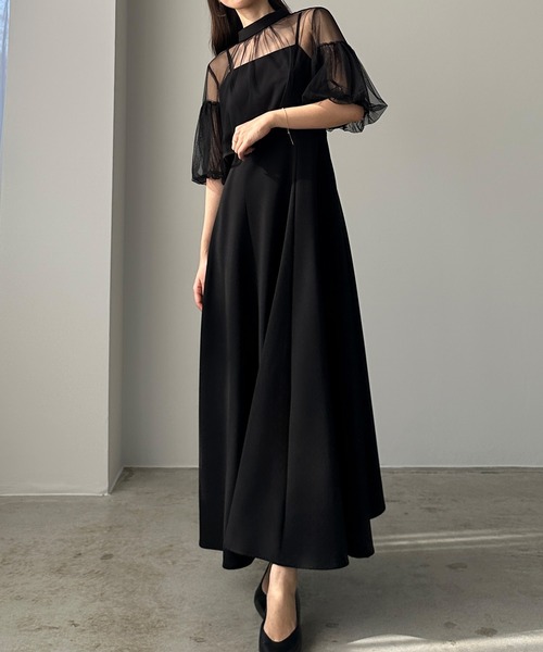 Louere ワンピース 2WAY半袖シアーボレロ＋フレアキャミ