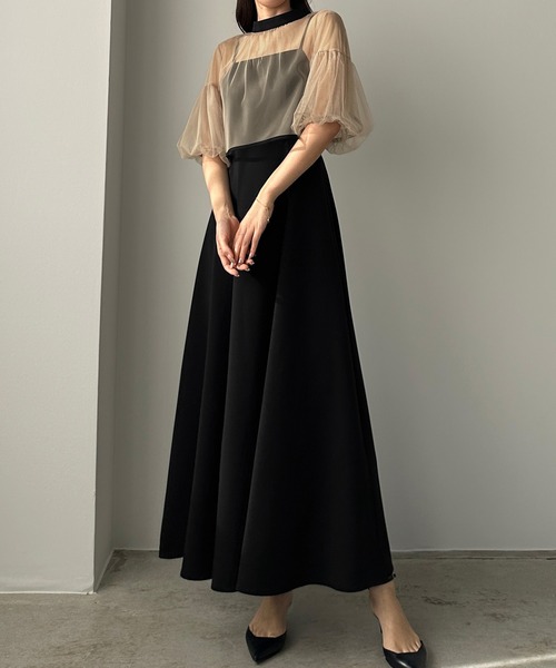 Louere（ルエレ） ワンピース 2WAY半袖シアーボレロ＋フレアキャミ